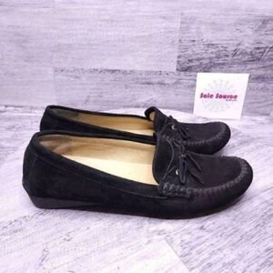 Vaneli Rogan Suede Slip on Driving Moccasin Loafer Black Women's sz 9